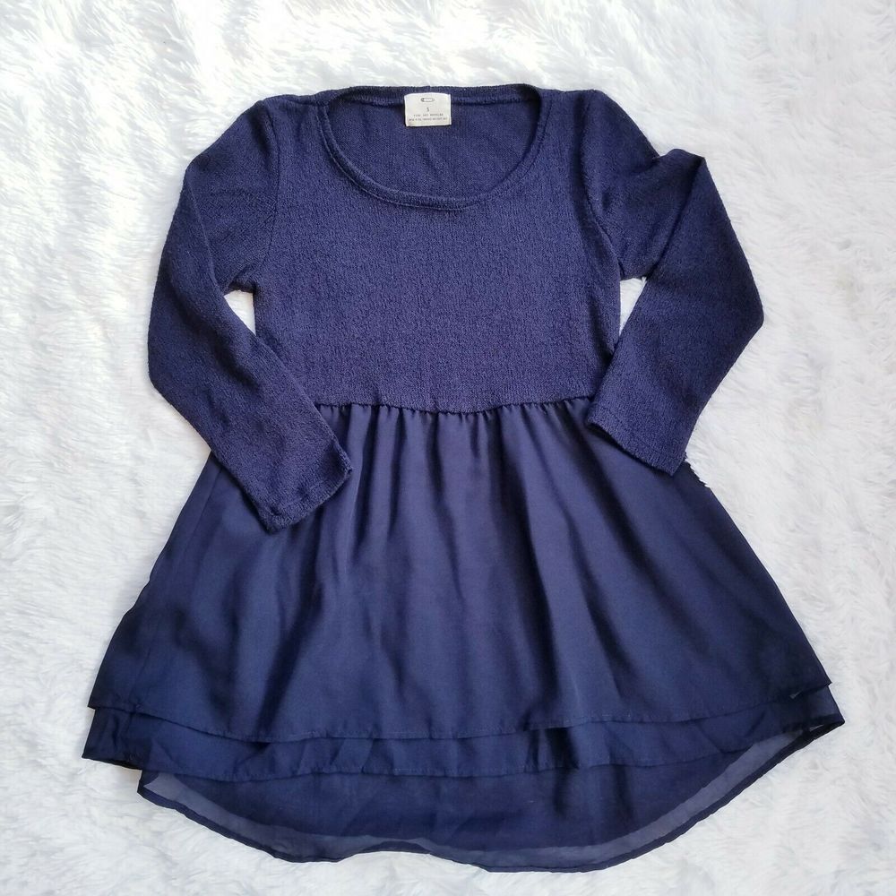 Urban Outfitters Navy Blue Round Neck Layered Tunic